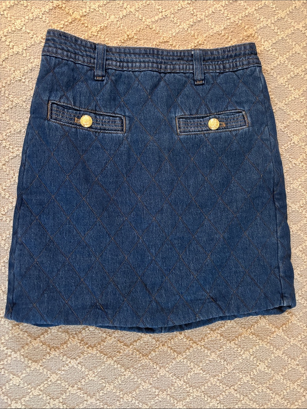 Ann Taylor Quilted Denim Mini Skirt